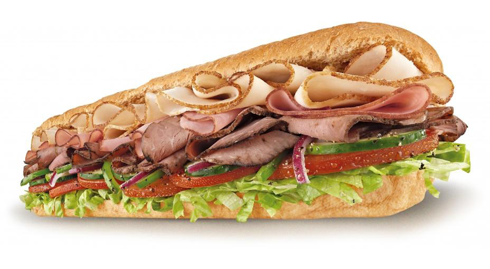 Sandwish subway sur fond blanc