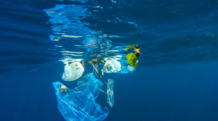 Pollution marine et sac plastique dans l'océan